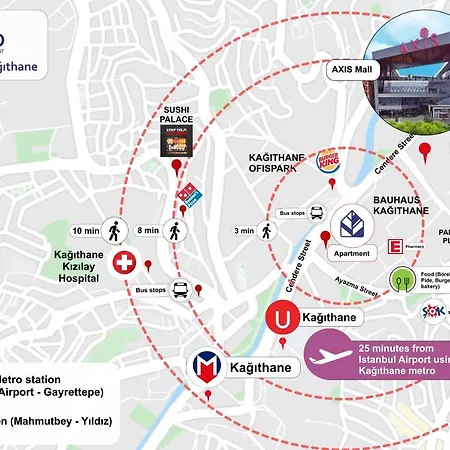 1-bdr With View Poolgym Near Airport Metro Apartment Istanbul